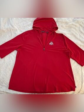 Cutter & Buck Ohio State XXXL(3X) Red Quarter Zip Dri-fit Shirt withElbow Sleeve